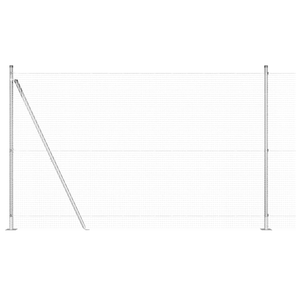 Zaun mit Pfosten Silber 1,5 x 50 m Stahl